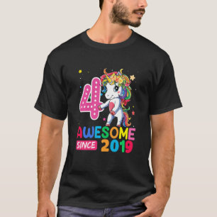 Kids 4 Year Old Girls Teens Flossing Unicorn 4th T-Shirt