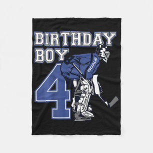 Kids 4 Year Old Ice Hockey Goalie Themed Birthday Fleece Blanket