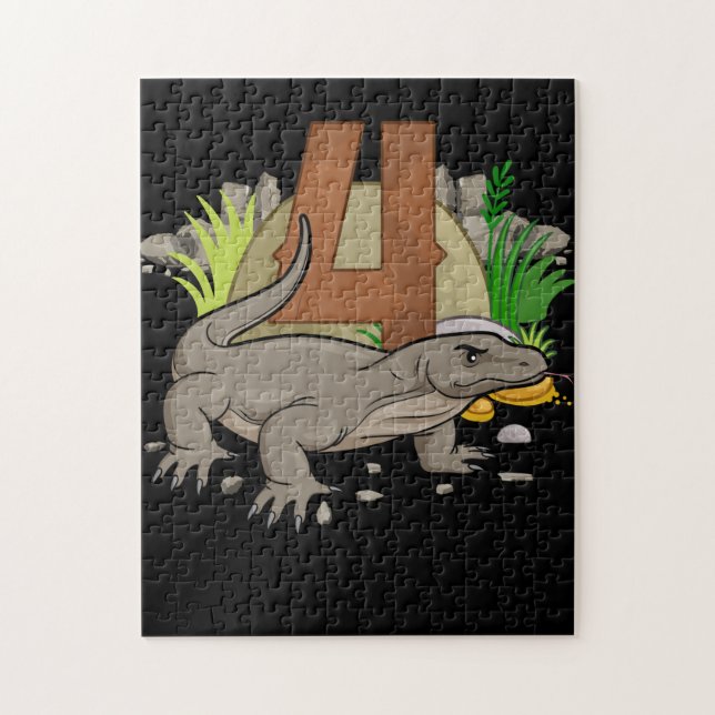Kids 4 Year Old Komodo dragon Reptile 3th Birthday Jigsaw Puzzle (Vertical)