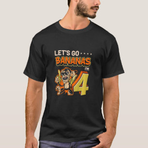 Kids 4 Year Old Let's Go Bananas Monkey Zoo 4th Bi T-Shirt