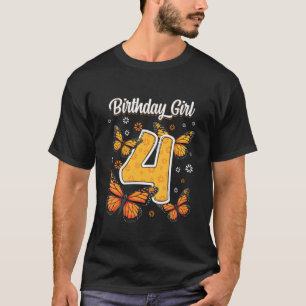 Kids 4 Year Old Monarch Butterfly Papillon 4Th Bir T-Shirt