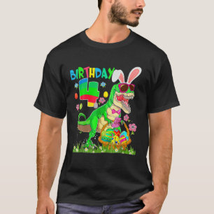 Kids 4 Year Old Rex Dinosaur Easter Bunny Egg 4Th T-Shirt