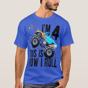 Kids 4 Year Old Shirt 4th Birthday Boy Monster Tru