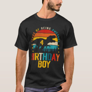 Kids 4 Years Of Being Awesome 4th Birthday Boy Son T-Shirt