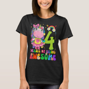 Kids 4 Years Old 4th Birthday Girl Princess Unico T-Shirt