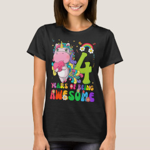 Kids 4 Years Old 4th Birthday Girl Princess Unico T-Shirt