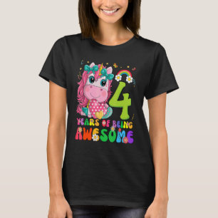 Kids 4 Years Old 4th Birthday Girl Princess Unico T-Shirt