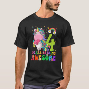 Kids 4 Years Old 4th Birthday Girl Princess Unico T-Shirt