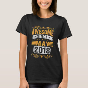 Kids 4 Years Old Awesome Since May 2018 4th Birthd T-Shirt