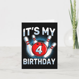 Kids 4 Years Old Bowling 4th Birthday Party Boys G Card