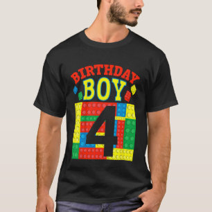 Kids 4 Years Old Boy Brick Builder 4th Birthday Bl T-Shirt