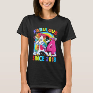 Kids 4 Years Old Dabbing Unicorn 4th Birthday Girl T-Shirt