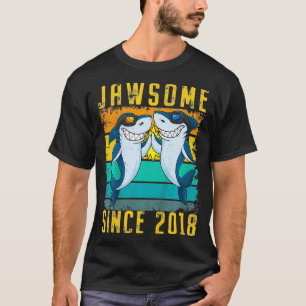 Kids 4th Birthday 4 Year Old Jawsome Since 2018  T-Shirt
