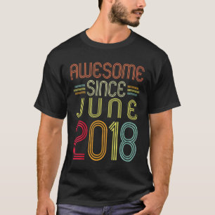 Kids 4th Birthday  Awesome Since June 2018 4 Years T-Shirt