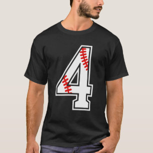 Kids 4Th Birthday Baseball Big Number Four 4 Year T-Shirt