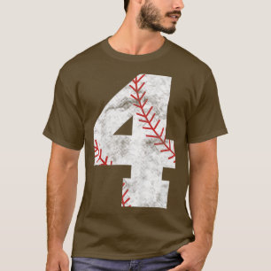 Kids 4th Birthday Baseball Big Number Four 4 Year T-Shirt