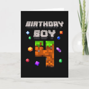 Kids 4th Birthday Boy 4 Video Gamer Pixel Number F Card