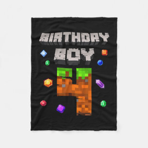 Kids 4th Birthday Boy 4 Video Gamer Pixel Number F Fleece Blanket