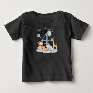 Kids 4th Birthday Boy Cute Safari Animal Design Baby T-Shirt