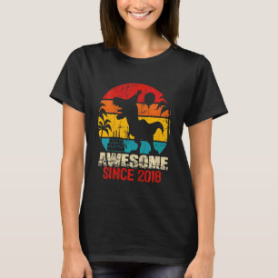 Kids 4th Birthday Boy Dinosaur 4 Year Old Girl Awe T-Shirt