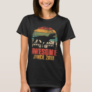 Kids 4th Birthday Boy Dinosaur 4 Year Old Son Awes T-Shirt