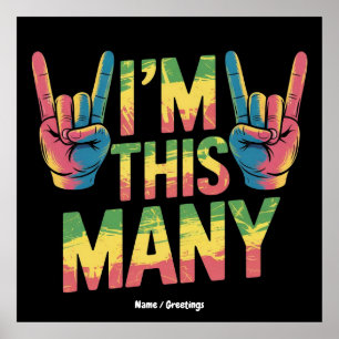 Kids 4th Birthday Boy Girl Age Four Birthday Party Poster