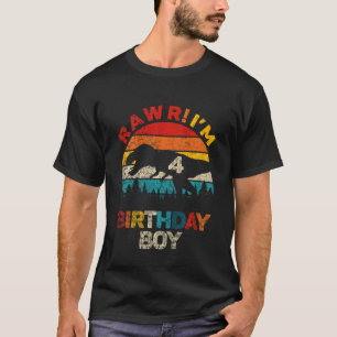 Kids 4th Birthday Boy Rawr Im 4 Dinosaur Rex Four T-Shirt