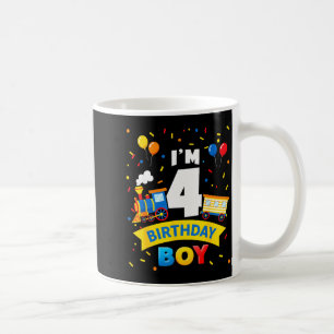 Kids 4th Birthday Boy Train Four 4 Year Old Birthd Coffee Mug