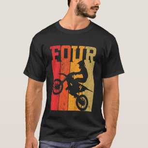 Kids 4th Birthday Boys 4 Four Dirt Bike Motocross  T-Shirt