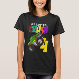 Kids 4th Birthday Boys Monster Truck 4 Year Old Ra T-Shirt