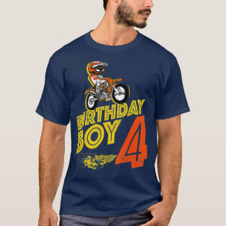 Kids 4th Birthday Boys Motorcycle Biker 4 Years T-Shirt