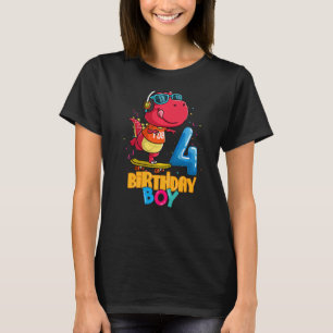 Kids 4th Birthday  Dinosaur  4 Years Old Boy Son T-Shirt