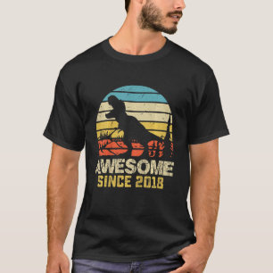 Kids 4th Birthday Dinosaur Rex Awesome 2018 4 Year T-Shirt