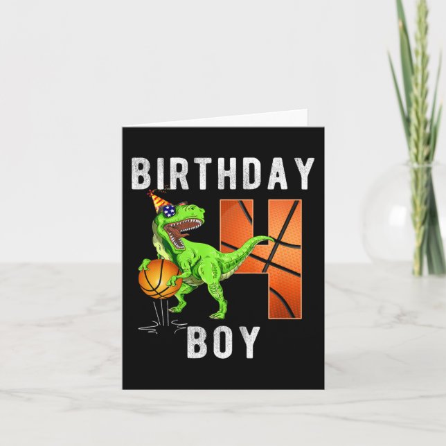 Kids 4th Birthday  For Boy Basketball 4 Years Old  Card (Front)
