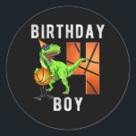 Kids 4th Birthday For Boy Bysketbyll 4 Years Old K Classic Round Sticker<br><div class="desc">Kids 4th Birthday For Boy Bysketbyll 4 Years Old Kid Gift</div>