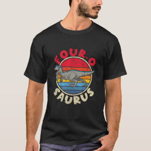 Kids 4Th Birthday Four O Saurus I Velociraptor I F T-Shirt