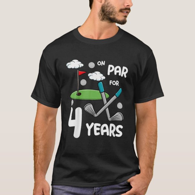 Kids 4Th Birthday Golf Funny Golfer 4 Year Old Boy T-Shirt (Front)