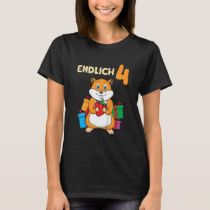 Kids 4th birthday hamster with cute strawberry fr T-Shirt