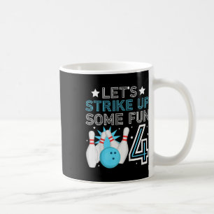 Kids 4th Birthday Party Bowling Boy 4 Year Old Bow Coffee Mug
