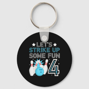 Kids 4th Birthday Party Bowling Boy 4 Year Old Bow Keychain