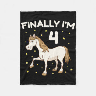 Kids 4th Birthday Party Horse Horseback Rider Ridi Fleece Blanket