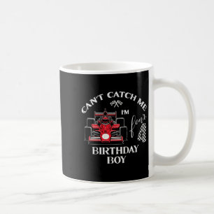 Kids 4th Birthday Race Car Bday Boy Cant Catch Me  Coffee Mug