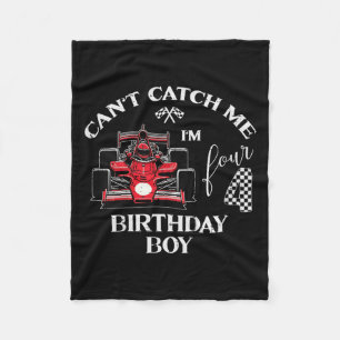 Kids 4th Birthday Race Car Bday Boy Cant Catch Me Fleece Blanket