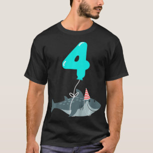 Kids 4th Birthday Shark   Cute 4 Year Old Shark Gi T-Shirt