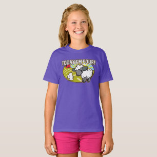 Kid's 4th Birthday Today I'm Four! Cute Lamb T-Shirt