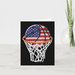 Kids 4th of July Basketball USA Flag Kids Youth Bo Card