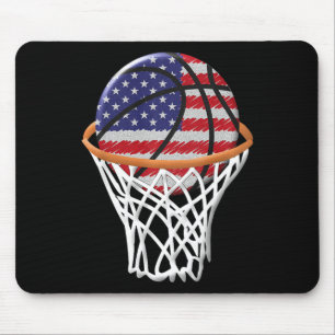Kids 4th Of July Bysketbyll Usa Flag Kids Youth Bo Mouse Pad