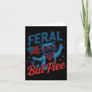 Kids 4th Of July Feral And Free Funny Raccoon Usa Card