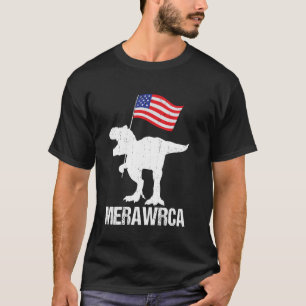 Kids 4th Of July Merawrca Funny American T-Shirt