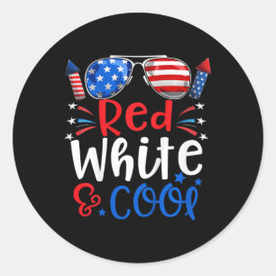 Kids 4th Of July Red White And Cool Patriotic Boys Classic Round Sticker